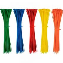 Cyslmuk - 500 Pieces Colorful Plastic Cable Ties 200mm x 3mm Self-Locking Nylon Electrical Cable Ties for Gardening Cable Management