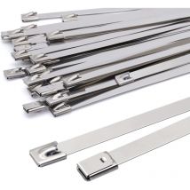 500 x 7,9 mm Metallkabelbinder, silberne Edelstahlkabelbinder, Hochleistungskabelbinder – Kabelbinder aus Metall – 120 kg Widerstand, 100er-Pack –