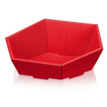 Kk Verpackungen - 500 x Präsentkorb Geschenkkorb 290x270x60/105 mm offene Welle Rot