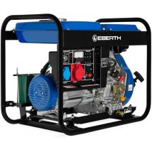 Eberth - 5000 Watt Groupe Electrogene Diesel Generateur Electrique Portable avec Moteur Diesel 10 cv, 4 Temps, Démarreur électrique, 3 Phases, 1x
