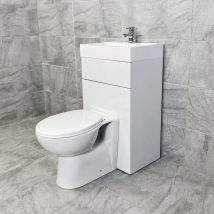Hydros - 500mm All In One 2 in 1 Unit Combination Basin Sink & Round Toilet Space Saving, With Tap - White