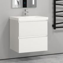 Aica Sanitaire - 600MM White Glossy Vanity UnitгмWall MountedгмDetachableгмSoft CloseгмTwo-Drawer + Large Size Write Thin Ceramic Basin