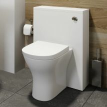 Aurora - 500mm Bathroom Toilet Concealed Cistern White Gloss Dual Flush Soft Close Seat - White