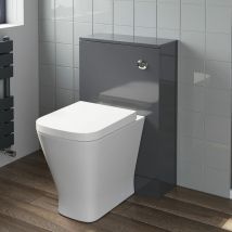 500mm Bathroom Toilet Soft Close Seat Back To Wall Cistern Furniture Unit Grey