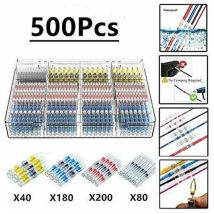 Abcrital - 500Pcs Cosses Electriques Souder Gaine Thermorétractable,Maidodo Thermorétractables Souder Bout à Bout Seal Connecteurs Electriques Isolés