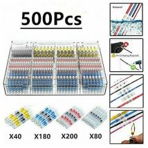 500Pcs Cosses Electriques Souder Gaine Thermorétractable,Maidodo Thermorétractables Souder Bout à Bout Seal Connecteurs Electriques Isolés Etanche