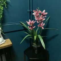 Leaf - 50cm Dark Pink Artificial Orchid in Ceramic Planter