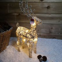 Jingles - 50cm Gold Wicker led Illuminated Christmas Reindeer Figures Indoor Decoration