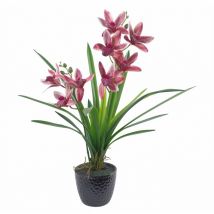 Leaf - 50cm Large Dark Pink Artificial Orchid in Ceramic Planter