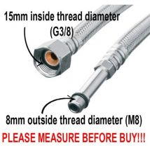 Flexitaly - 50cm Long M8 x 3/8' Inch bsp Flexible Tap Connector Faucet Tail Hose Water Pipe