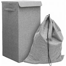 Dunedesign - 50L Panier à Linge Sale avec Couvercle et Sac à Linge 30x30x60 Bac de Rangement