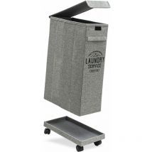 50L Wäschekorb mit Rollen - 20x40x60 Wäschesammler Schmal - Wäsche Nischenregal