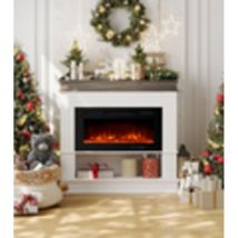 40"Modern 3D Electric Fireplace with Mantel, 12 Flame Colours & 5 Brightness Levels, Remote Control