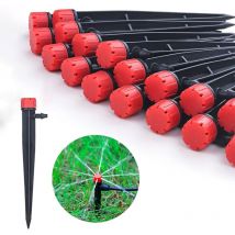 50pc Système d'arrosage,émetteurs goutte à goutte pour tube d'irrigation goutte à goutte de 1/4', goutteurs de débit d'eau réglables à 360 degrés sur