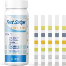 50pcs 6 en 1 test d'eau chlore/chlore libre/pH/alcalinité/bandelettes de test d'acide cyanurique pour piscine et spa