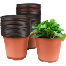 50Pièces 15CM Pot pour Semis,Pot de Fleurs Plastique Plante Exterieur,Pot Rempotage,Godets pour Semis Tomates,Brun