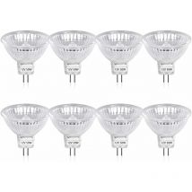 50W GU5.3 MR16 Ampoule Halogène Dimmable, dc 12V Basse Tension 2 Broches Base Spotlight Réflecteur Ampoules, 800 Lumen, Blanc Chaud 2800K(8-PCS)