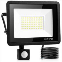 50W Led Projecteur Exterieur Detecteur,Ip66 imperméable luminaire Exterieur Detecteur,Lumière blanche froide,Largement Utilisé Dans Les Garages, Les