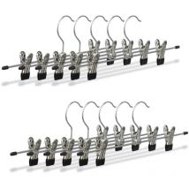 30x Cintres à pantalon en métal avec pinces caoutchouc pour jupes antidérapant HxlxP: 9 x 35,5 x 2,5 cm, argent/noir