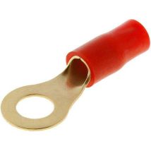 50x Connecteurs anneau M8 10mm2 - dore isole rouge