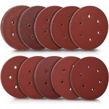 50x disque abrasif rond - Papier de verre ponceuse - Feuilles abrasives collantes crochet et scratch - Grain de 40 à 400 - Diamètre 150 mm