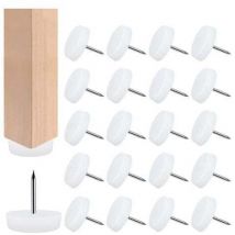 50x Patin Chaise de Plastique Patins Glisseurs pour Meubles Ø20mm Protection Pied de Chaise