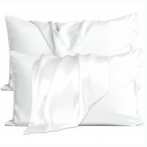 5176cm taie d'oreiller en soie pour les cheveux et la peau. Housse de coussin zippée double face en pure soie de mûrier 19 Momme (blanc) sans âme 1