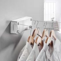 KZQ - 5,2 m ausziehbarer Wäscheständer mit Doppelleine, (Silber), erweiterbarer Wand-Wäscheständer, für Schlafzimmer, Badezimmer, Balkon, Garten