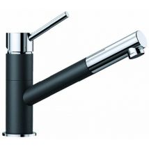 Blanco - Kano s - Küchenarmatur mit ausziehbarem Anschluss, Schwarz/Chrom 526174