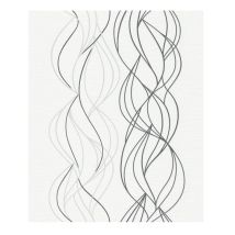 BRICOFLOR Papier Peint blanc et gris foncé Tapisserie intissée pour salon, cuisine & plus Papier Peint graphique moderne pour chambre