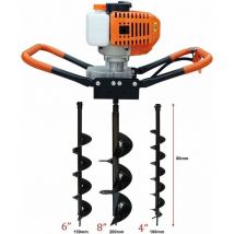 Senderpick - 52cc Tarière Thermique essence Earth Auger Machine à essence 4' 6' 8' Bit