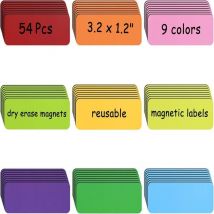 54 Étiquettes magnétiques inscriptibles 80x30mm, Cartes Magnétiques Effaçables, étiquettes magnétiques effaçables,pour Tableaux Blancs, Réfrigérateurs