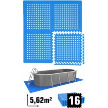 5,6 m² Stuoia di Sottofondo per Piscina - 16 Tappetini in eva 62x62 per Esterni - blau