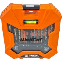 Wellcut - 56 tlg. Bit- und Bohrer Set ( WC-DB56 ) ph / pz / hex / Schiltz / tx / Robertson Metall / Holz / Stein Bohrer + Lochsäge 32 - 54 mm