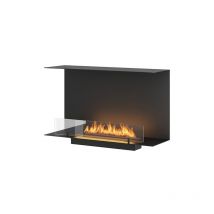 Sololed - Cheminée au bioéthanol encastrable design C800 V1 avec vitre ouverte sur 3 côtés, brûleur 0,7 litre