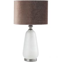 57cm Living Room Table Lamp with Glass Base, Velvet Shade Bedside Buffet Lamp for Bedroom