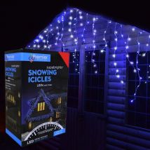 Premier Decorations - Snowing Icicles Outdoor Christmas Fairy Lights & Timer - Blue White - 240 Led's