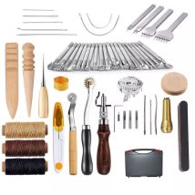 Happyshopping - Decdeal 59pcs Craft Leder -Werkzeug -Set diy Handarbeits -Kit zum Nähen von Stiche Schnitzdruck Schneidem.
