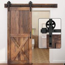 Petites Ecrevisses - 150cm/5ft Kit Quincaillerie De Rail Pour Porte Coulissante Industriel Ensemble Suspendue De Porte De Grange En Acier Au Carbone