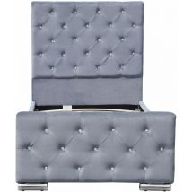 3ft Brushed Velvet Diamante Chesterfield Bed Frame in Grey