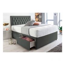Sr Living Ltd - 5FT King Dark Grey Linen Divan Bed & Spring Memory Foam Mattress(2Drawers)