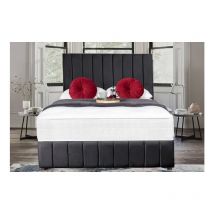 Sr Living Ltd - 5FT King Size Dark Grey suede Divan Bed set with Liner 20''Headboard & Foot-board & 10''Mattress & 2 Drawers included