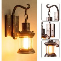 Senderpick - vintage antique verre applique murale industrielle E27 applique murale en bois applique murale en verre intérieur loft, terrasse,