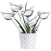 5LOT Arrosage Automatique En Verre, Abreuvoir De Plantes Globes En Forme D'oiseau Transparent Pour Plantes D'intérieur Jardin Stakes Fleurs