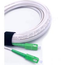 Elfcam - Câble Fibre Optique SC-APC à SC-APC - 25m (Blanc), Jarretière Optique Renforcée, Simplex Monomode 9/125μm, Blindé, Faible Perte, Compatible
