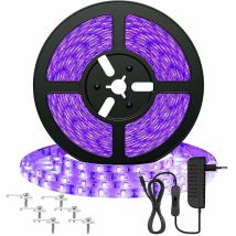 5M uv Ruban led, Bande led Lumière Noire,Triomphe 12V 2835 Bandeau led Lumière Violette, 300 LEDs Ultraviolet Eclairage Ambiance pour Halloween,