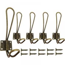 Serbia - 5PC Bronze Crochets Muraux Lourd Métal Patere Double pour Suspendre des Vêtements Vestes Peignoirs Serviettes Chapeaux Clés Sacs