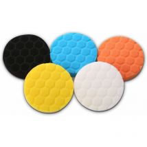 5Pcs 125mm Tampons de Polissage pour Voiture,Hex Logic Polissage Pad éponge de Polissage,Tampons à polir Kit pour éponges de perceuse,Kit de