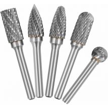 Mumu - 5PCS 6mm Shank 10mm Head Tungsten Carbide Double Cut Rotary Burr Set For Woodworking Engraving Die Grinder Carving Burr Bit Set