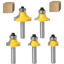 Choyclit - Free Felivery 5Pcs 8mm Shank Roundover Corner Radius Router Bits Round Over And Beading Edging Router Bit With Bearing For Woodworking